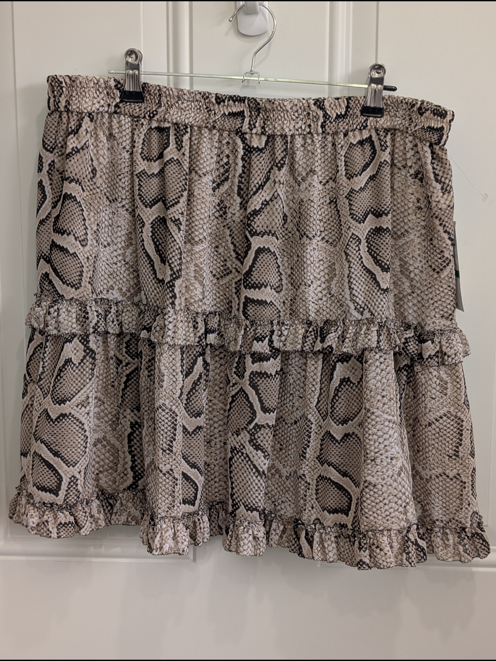 Michael Kors Snake-Print Ruffle Tiered Mini Skirt - Beige & Black